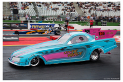 NitrOlympX 2023, Hockenheim - Lina Wolf (DEU) racing Liam McDonald (IRL) in the Junior Dragster competition.